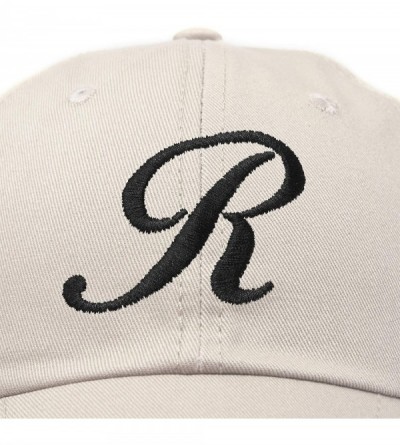 Baseball Caps Initial Hat Letter R Womens Baseball Cap Monogram Cursive Embroider - Beige - C518U47KMG6 $9.47