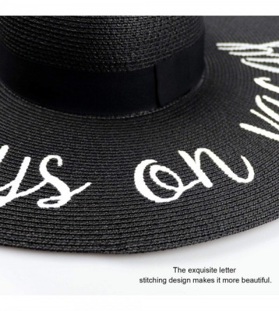 Sun Hats Womens Big Bowknot Straw Hat Floppy Foldable Roll up Beach Cap Sun Hat UPF 50+ - Ae Always on Vacay - Black - CQ1947...