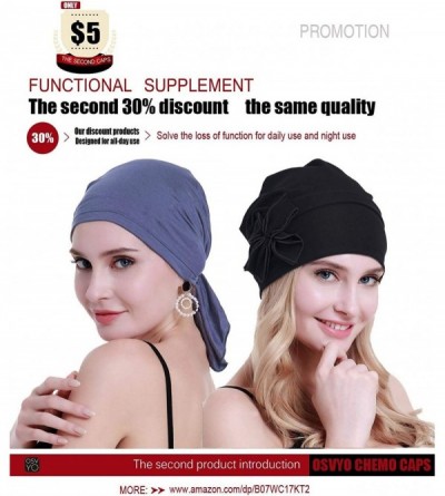 Skullies & Beanies Cotton Chemo Turbans Headwear Beanie Hat Cap for Women Cancer Patient Hairloss - Cotton Black + Bamboo Den...