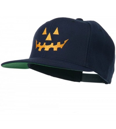 Baseball Caps Halloween Pumpkin Face Embroidered Snapback Cap - Navy - CR11ONYY0JN $19.91