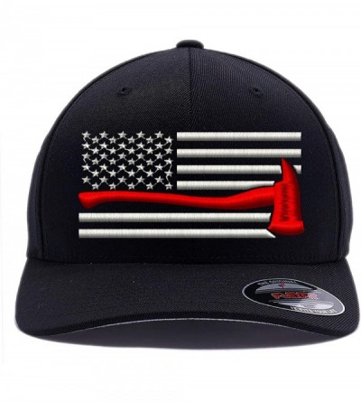 Baseball Caps Flag Embroidered Wooly Combed Flexfit - Black-2 - CQ180R39DMG $21.63