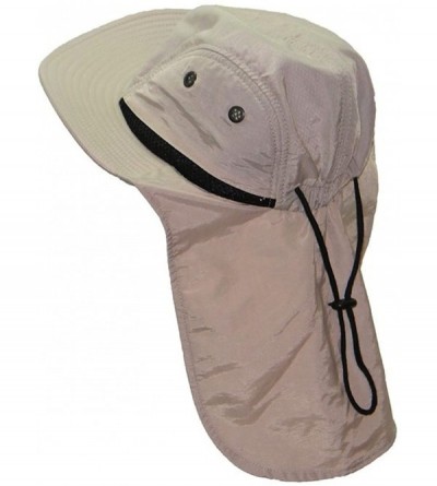 Sun Hats 4 Panel Large Bill Soft Bucket w/ Neck Flap Hat Sun Cap - Stone / Natural - CD11LL5Q26V $12.12