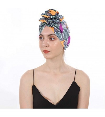 Skullies & Beanies New Women's Cotton Flower Elastic Turban Beanie Pre-Tied Bonnet Chemo Cap Hair Loss Hat - New Green - CW18...