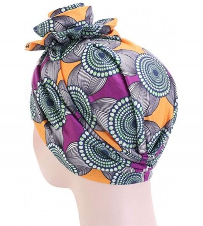Skullies & Beanies New Women's Cotton Flower Elastic Turban Beanie Pre-Tied Bonnet Chemo Cap Hair Loss Hat - New Green - CW18...