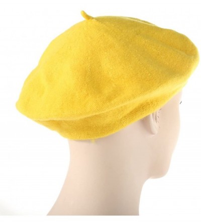 Skullies & Beanies Girl Solid Color Warm Winter Beret French artist Beanie Hat Ski Cap - Yellow - CE188YW4MQ0 $9.98