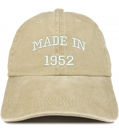 Baseball Caps Made in 1952 Text Embroidered 68th Birthday Washed Cap - Khaki - CJ18C7HCR3M $20.76