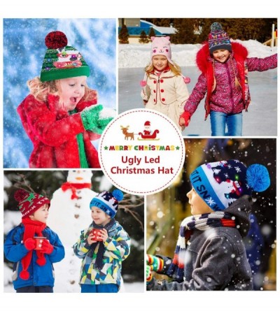 Skullies & Beanies Led Christmas Hat Adult Kids Light Up Warm Cap Xmas Knit Winter Beanie - Multicoloured-09 - CW18YE9WNLK $1...