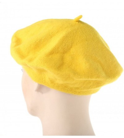 Skullies & Beanies Girl Solid Color Warm Winter Beret French artist Beanie Hat Ski Cap - Yellow - CE188YW4MQ0 $9.98