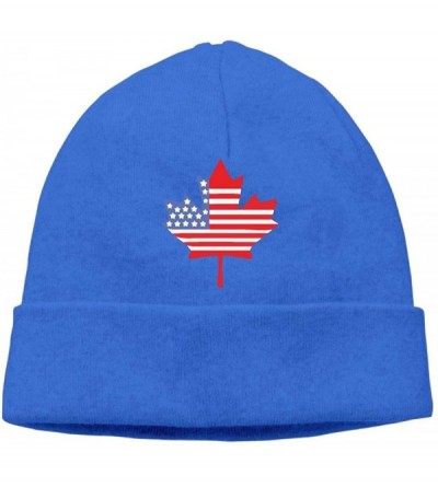 Skullies & Beanies Men's&Women's Canadian American Flag Soft Knit Hats - Royalblue - C218II7SGU7 $12.80