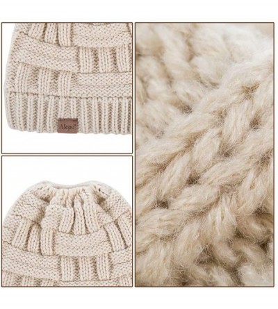 Skullies & Beanies Womens High Messy Bun Beanie Hat with Ponytail Hole- Winter Warm Trendy Knit Ski Skull Cap - Rainbow - CS1...