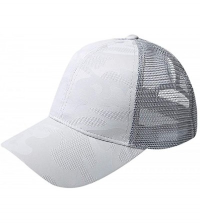 Baseball Caps Ponycap Messy High Bun Ponytail Adjustable Mesh Trucker Baseball Cap Hat for Women - Grey - CV18T936YWX $17.32