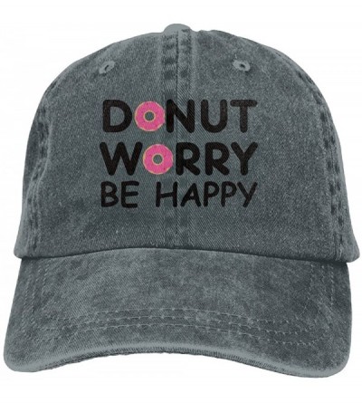 Baseball Caps Donut Worry Be Happy Baseball Caps Denim Hats For Men Women - Asphalt - CT187Y4UEON $15.05