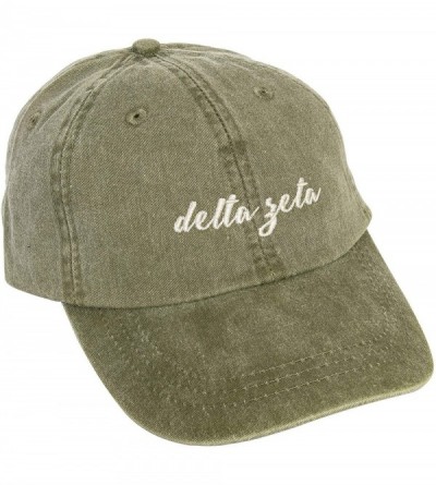Baseball Caps Delta Zeta (N) Sorority Baseball Hat Cap Cursive Name Font dz - Cactus - C218S7ANMNN $16.75