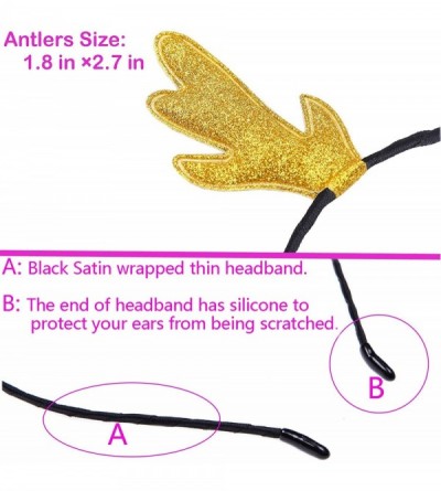 Headbands Christmas Headband Glitter Antlers Cat Ears Holiday Cosplay Party Costume - Gold - Antlers - C512O9WK1NW $11.38