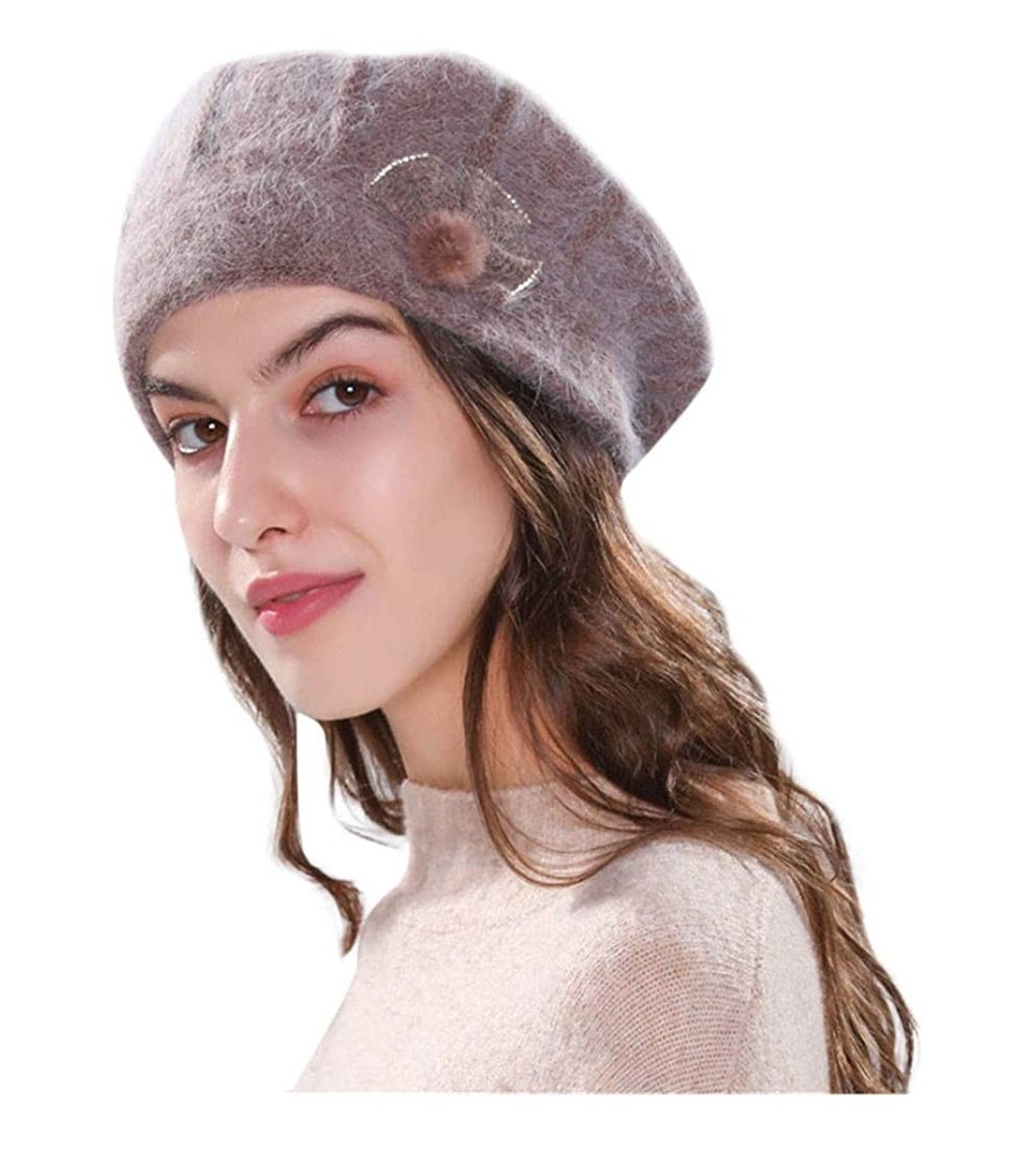 Berets Winter Beret Cap Womens Flower Knit Crochet Beanie Hat Winter Warm Cap - ❤️d - CH187CD2O0G $13.91