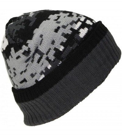 Skullies & Beanies Best Winter Hats Cuffed Camouflage Beanie W/Lining (One Size) - Gray Digital - CL188CRT5X9 $12.76