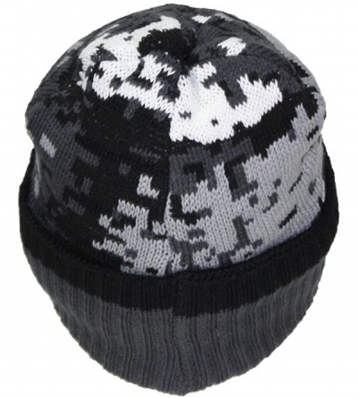 Skullies & Beanies Best Winter Hats Cuffed Camouflage Beanie W/Lining (One Size) - Gray Digital - CL188CRT5X9 $12.76