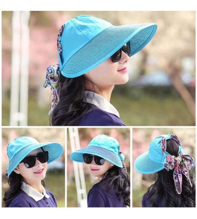 Sun Hats Sun Hat for Women Large Wide Brim Hats Girls Beach UV Protection Packable Baseball Caps - Light Blue - CJ18OXM6XAC $...