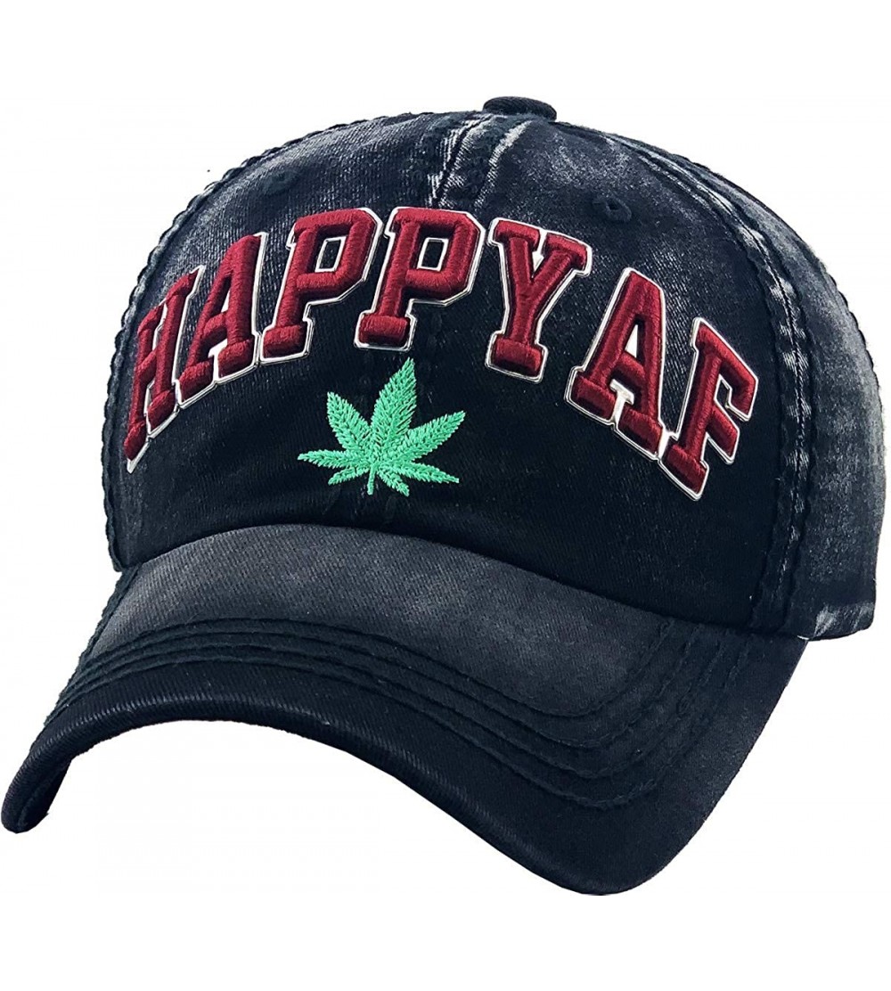 Baseball Caps Weed Marijuana Leaf Collection Dad Hat Baseball Cap Polo Style Adjustable - (3.7) Happy Af Black - C51924Z7RDN ...