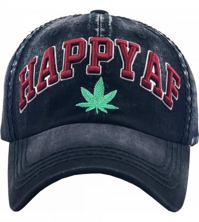 Baseball Caps Weed Marijuana Leaf Collection Dad Hat Baseball Cap Polo Style Adjustable - (3.7) Happy Af Black - C51924Z7RDN ...