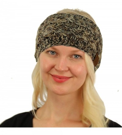 Cold Weather Headbands Winter Fuzzy Fleece Lined Thick Knitted Headband Headwrap Earwarmer - Quad Taupe - CX18LSDH0A5 $10.25