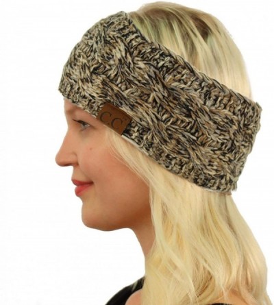 Cold Weather Headbands Winter Fuzzy Fleece Lined Thick Knitted Headband Headwrap Earwarmer - Quad Taupe - CX18LSDH0A5 $10.25