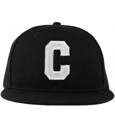 Baseball Caps ABC Embroidered Letter Snapback Cap in Black White with Letters A to Z - C - C111KSIAP73 $8.03