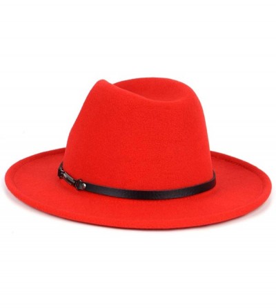 Fedoras Men & Women Classic Wide Brim Fedora Hat with Belt Buckle Wool Felt Panama Fedora M/L - A-orange - C118A5WOT3W $16.99
