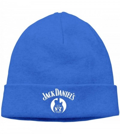 Skullies & Beanies Mens & Womens Jack Daniels Logo Skull Beanie Hats Winter Knitted Caps Soft Warm Ski Hat Black - Blue - CM1...