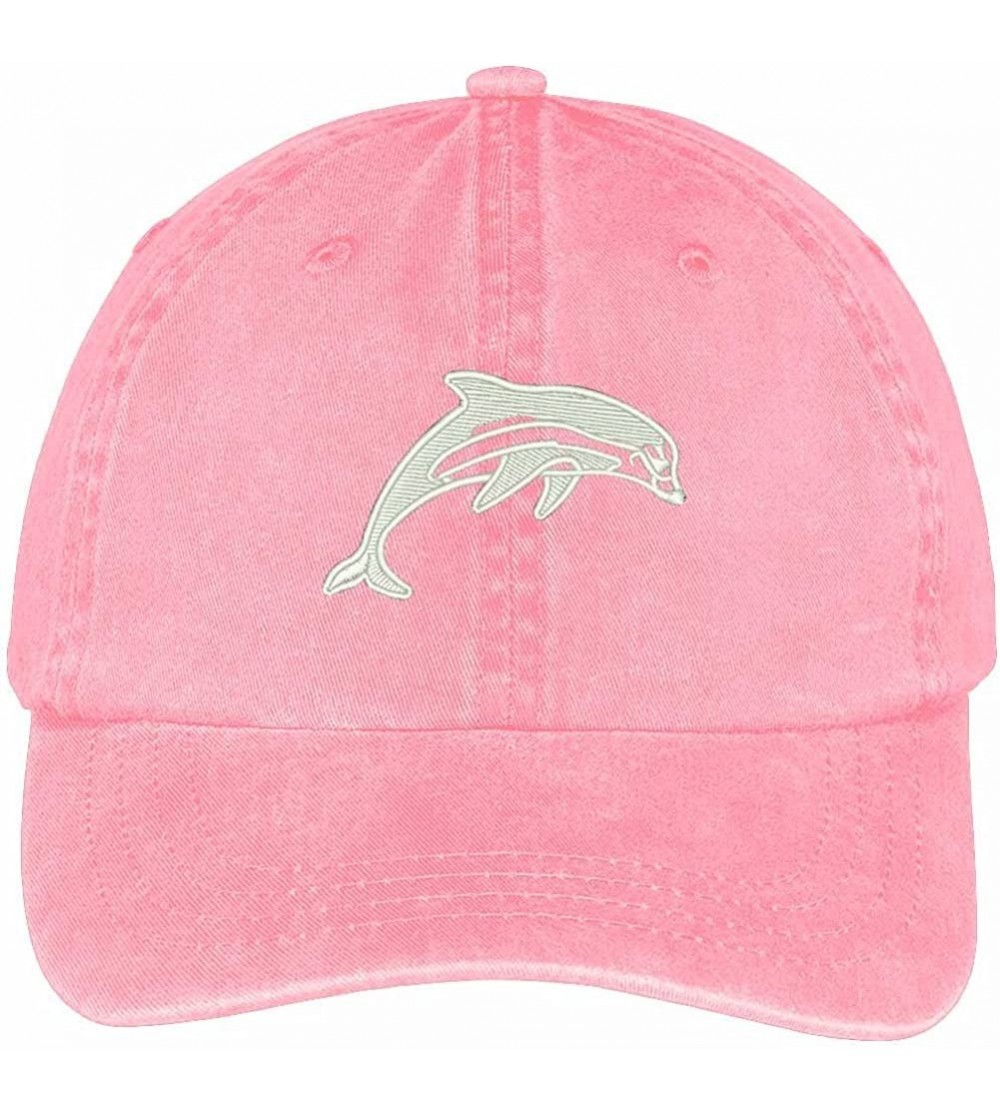 Baseball Caps Dolphin Embroidered Animal Series Low Profile Washed Cotton Cap - Pink - CS12I2JKEGR $21.38