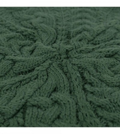 Skullies & Beanies Soft Lightweight Crochet Beret for Women Solid Color Beret Hat - One Size Slouchy Beanie - Dark Green - CV...