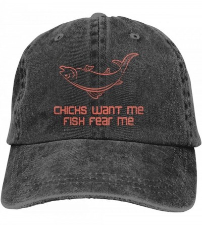 Baseball Caps Chicks Want Me Fish Fear Me Print Vintage Lovely Men & Women Adjustable Denim Dad Hat Cotton Baseball Cap Navy ...