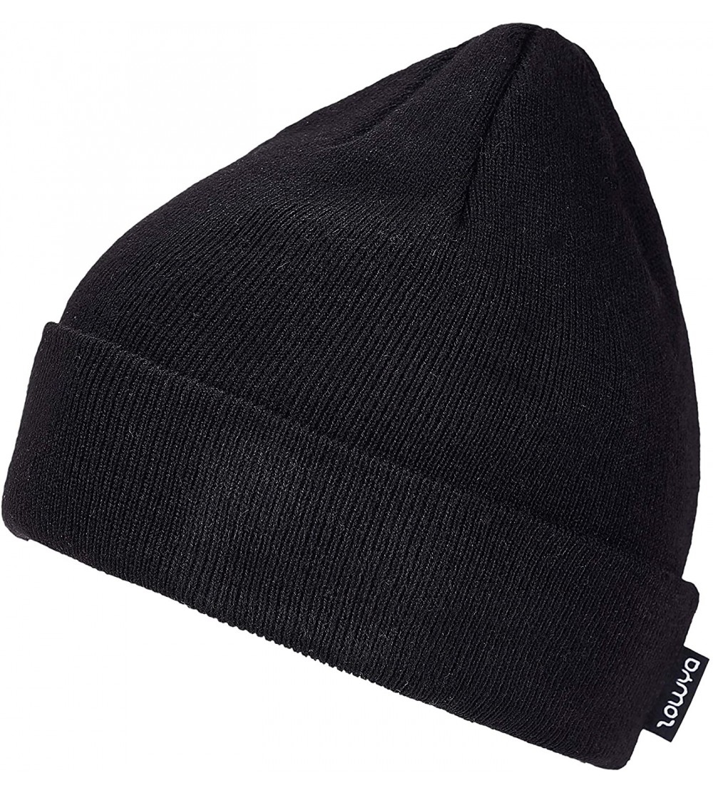 Skullies & Beanies Winter Warm Knit Cuff Beanie - Skull Cap Ski Cap - Daily Beanie for Men & Women - Black - CB18IK2Y9KW $8.27