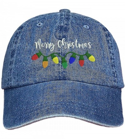 Baseball Caps Merry Christmas Baseball Cap- Christmas Party Hats Unisex - Light Denim - CD18M205WIE $16.29