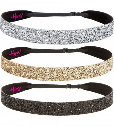 Headbands Women's Adjustable NO Slip Wide Bling Glitter Headband - 3pk Wide Black/Gold/Silver Bling Glitter - CE18AKR24UN $17.33