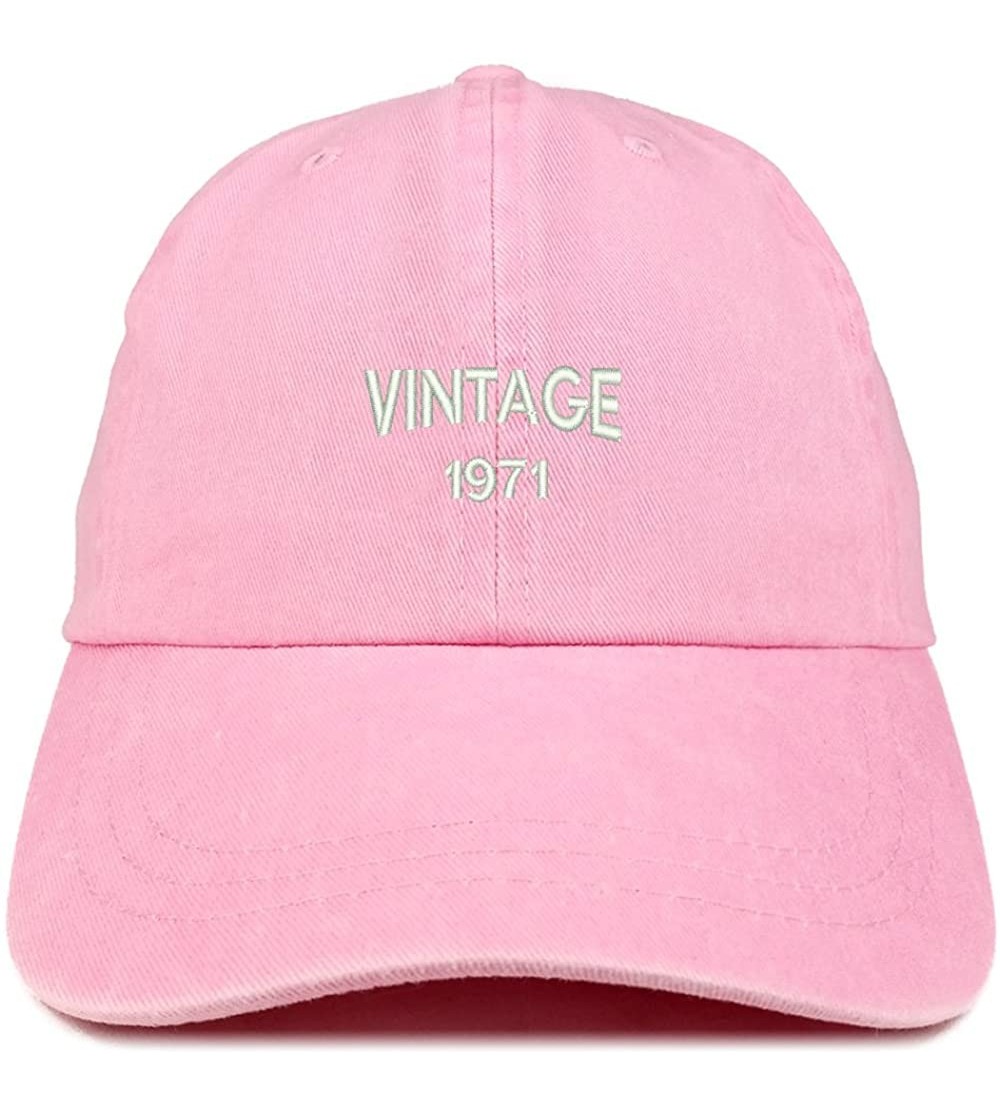 Baseball Caps Small Vintage 1971 Embroidered 49th Birthday Washed Pigment Dyed Cap - Pink - C818C77WRRM $13.87