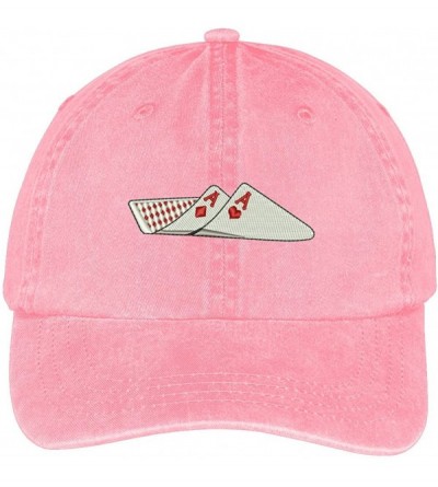 Baseball Caps Pair of Aces Embroidered Cotton Washed Baseball Cap - Pink - CI12KMER0MV $21.83