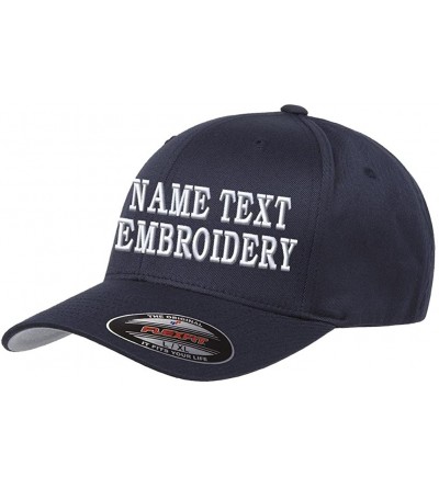 Baseball Caps Custom Embroidery Hat Flexfit 6277 Personalized Text Embroidered Fitted Size Cap - Dark Navy Blue - C0180UMSRZN...