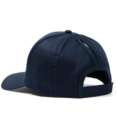 Baseball Caps High Ponytail Baseball Hat - Women Messy Bun Hat- Sun Protection Ponycaps Retro Cap - Navy Blue - CP18HANNNZ6 $...