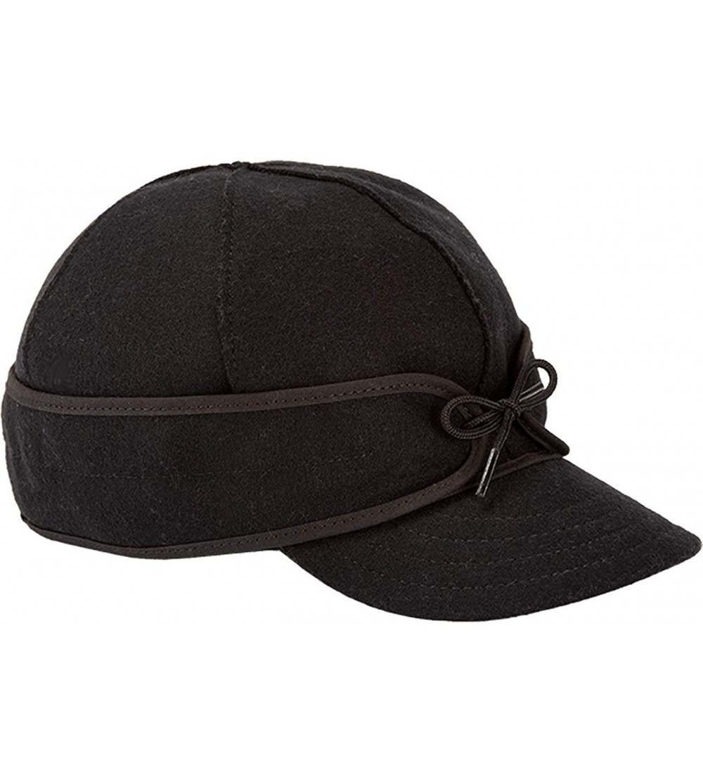 Newsboy Caps Original Kromer Cap - Winter Wool Hat with Earflap - Black - C911F3IYLTH $45.15