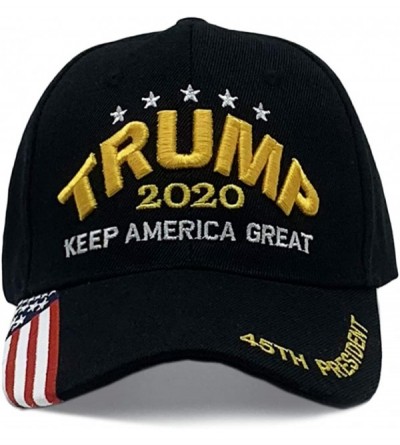 Baseball Caps Trump 2020 Keep America Great 3D Embroidery American Flag Baseball Cap - 010 Black - C4194N9NOAU $10.03