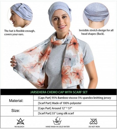 Skullies & Beanies Bamboo Cotton Liner Chemo Headwear for Womenwith Silky Scarfs for Cancer Hair Loss Sleep Caps Beanie - Gra...