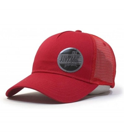 Baseball Caps Plain Two Tone Cotton Twill Mesh Adjustable Trucker Baseball Cap - Red - CO1297EQR17 $12.30