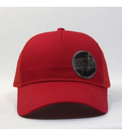 Baseball Caps Plain Two Tone Cotton Twill Mesh Adjustable Trucker Baseball Cap - Red - CO1297EQR17 $12.30