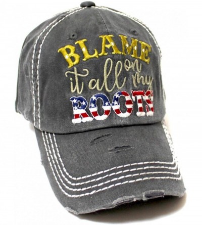 Baseball Caps Classic Ballcap Blame it All on My Roots Monogram Embroidery USA Flag Themed Hat- Vintage Black - CI18ZGEOL43 $...