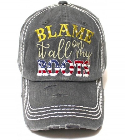 Baseball Caps Classic Ballcap Blame it All on My Roots Monogram Embroidery USA Flag Themed Hat- Vintage Black - CI18ZGEOL43 $...