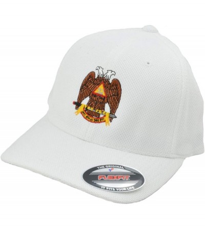 Baseball Caps 32nd Degree Embroidered Masonic Flexfit Adult Cool & Dry Piqué Mesh Hat - White - C912N77V0NO $23.84