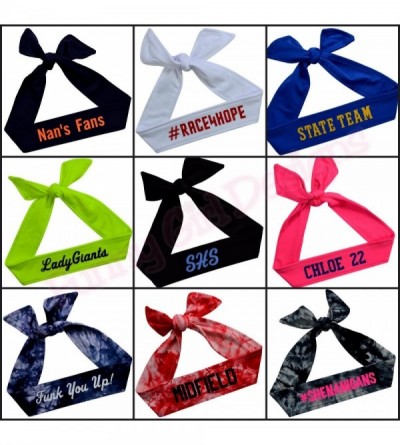 Headbands Tie Back Sport Headband with Your Custom Team Name or Text in Vinyl - Neon Yellow - CJ12M1O9S57 $14.10