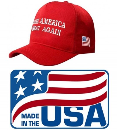 Baseball Caps Make America Great Again Donald Trump Slogan with USA Flag Cap Adjustable Baseball Hat Red - CS18AKW7LNO $10.53