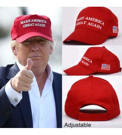 Baseball Caps Make America Great Again Donald Trump Slogan with USA Flag Cap Adjustable Baseball Hat Red - CS18AKW7LNO $10.53
